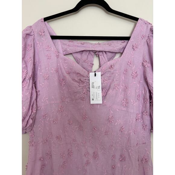 Labelrail x Cheapchicfinds Purple Floral Dress Bow Back Plus Size 16 Cottagecre - Picture 2 of 5